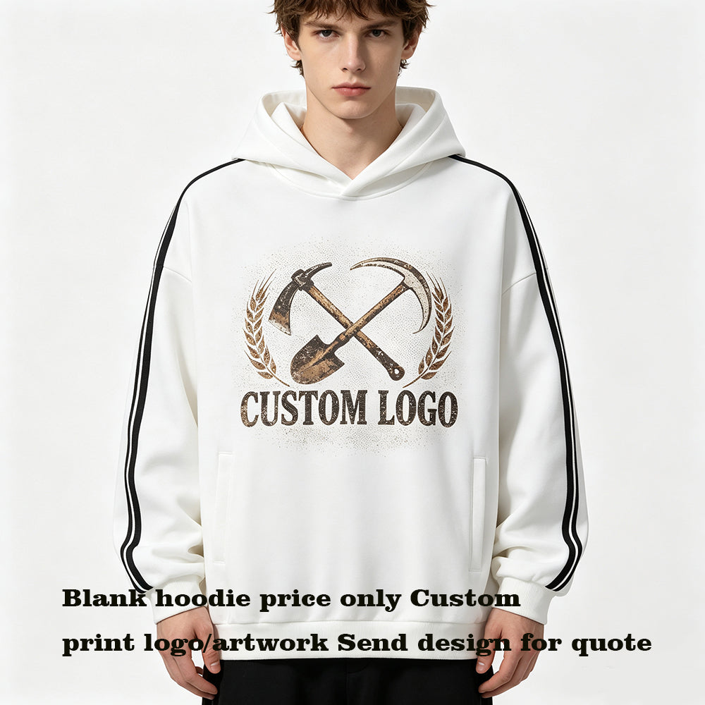 Fashion Color Block Striped Hooded Sweatshirt From Overseas Featuring American Style Sporty Elastic Band Design Trendy Brand