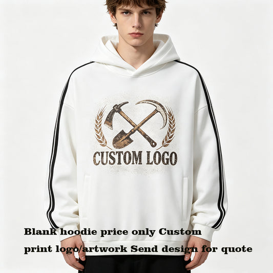 Fashion Color Block Striped Hooded Sweatshirt From Overseas Featuring American Style Sporty Elastic Band Design Trendy Brand