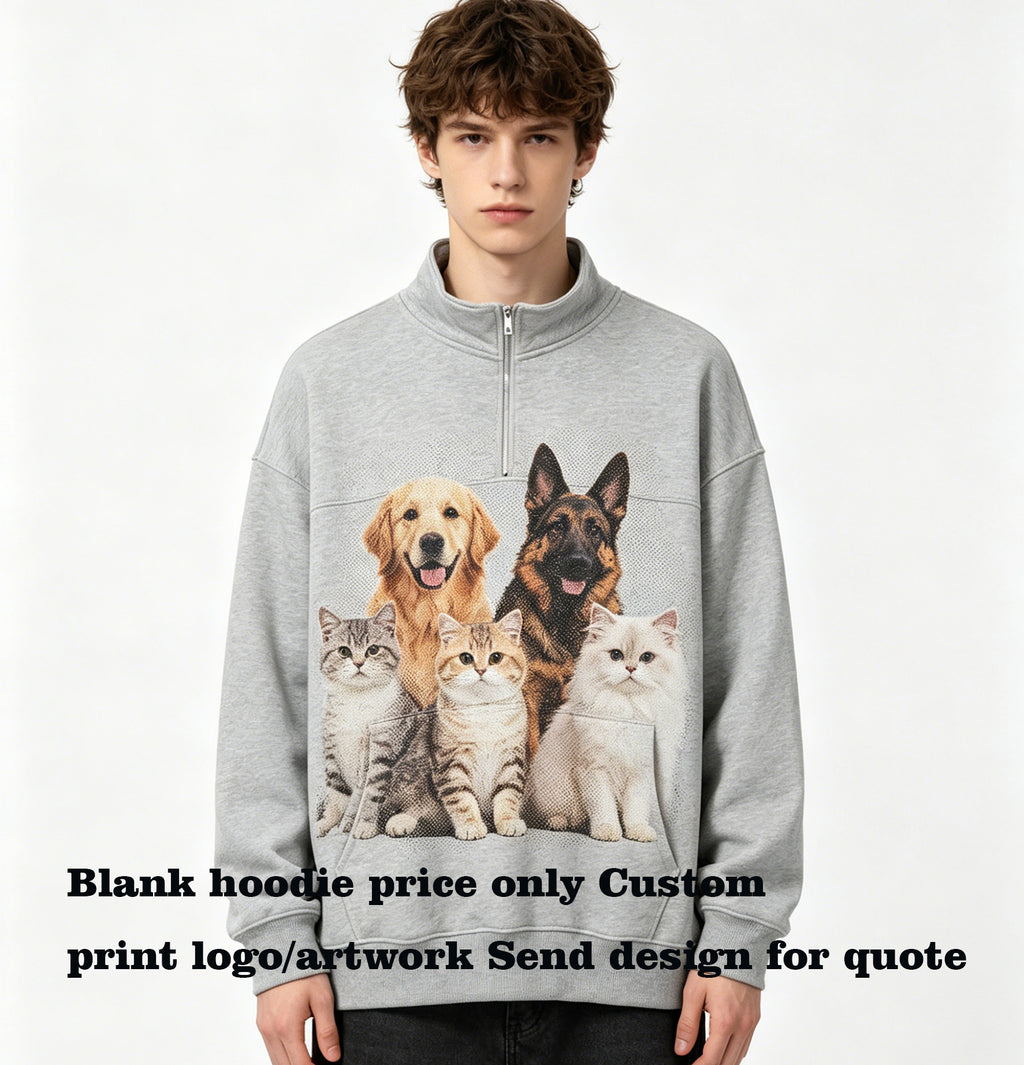 Customizable with Your Favorite Pattern 6 Color Half Zip Fleece Hoodie Autumn Winter Season Free Sample Plain Hoodies in Bulk