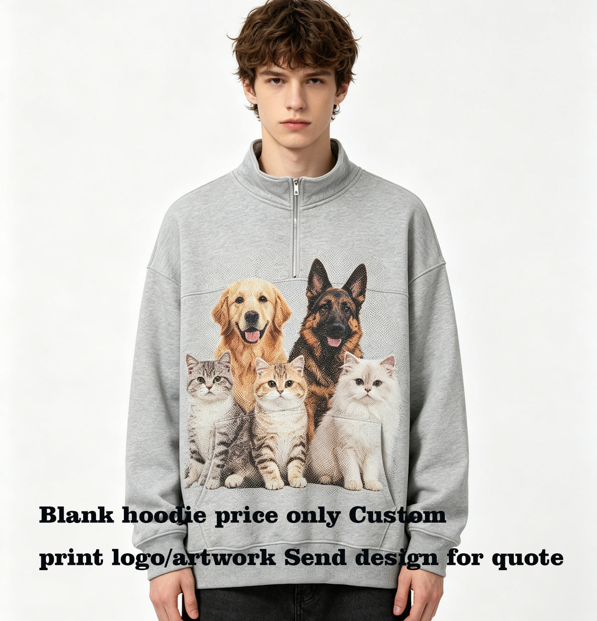 Customizable with Your Favorite Pattern 6 Color Half Zip Fleece Hoodie Autumn Winter Season Free Sample Plain Hoodies in Bulk
