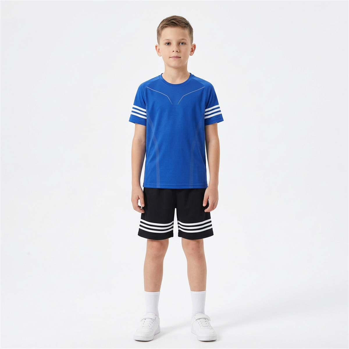 Suit Manufacturer Custom logo 100% Polyester Fiber 5 Color Children's Quick Drying Football Uniform t Shirts Suit High Quality