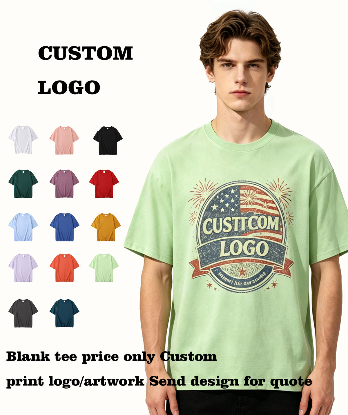 14 Color Cotton Short Sleeved T-shirt with Loose Shoulder Design Wholesale Plain Tshirts for Printing Simples Personalized