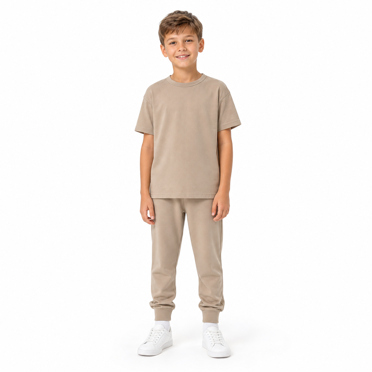 Suit Tshirt 100 Cotton Blanc 7 Color Children Two Piece Short Sleeved T Shirt and Pants Multiple Processes to Choose From Suit