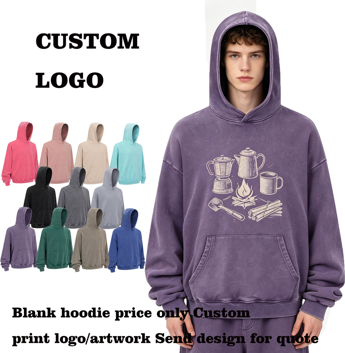 Unisex Hoodie Heavyduty Water Washed Distressed Wool Circle Hoodie Wax Dyed Hoodie Loose Fitting Cotton Casual Brand Hoodies