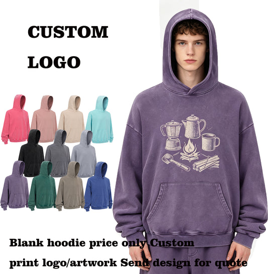 Unisex Hoodie Heavyduty Water Washed Distressed Wool Circle Hoodie Wax Dyed Hoodie Loose Fitting Cotton Casual Brand Hoodies