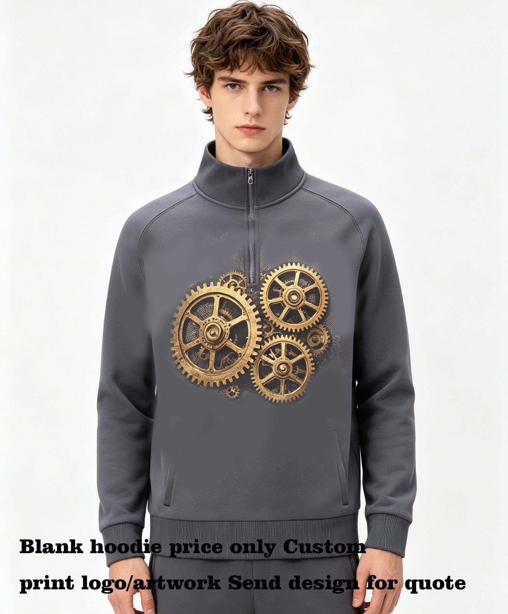 Oem Hoodie Oversize 6 Color Shoulder Insert Half Zip Stand Collar Hoodie Hoodie MAnufacturer Bulk Customize Your Own Hoodie
