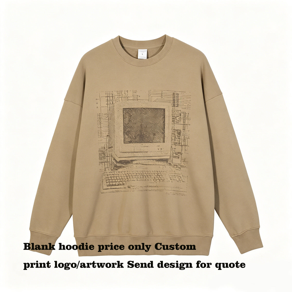 Customized logo Pullover Sweatshirts in a French Style Looped Shoulder and Oversized Design 350 Grams of 100% Cotton Fabric