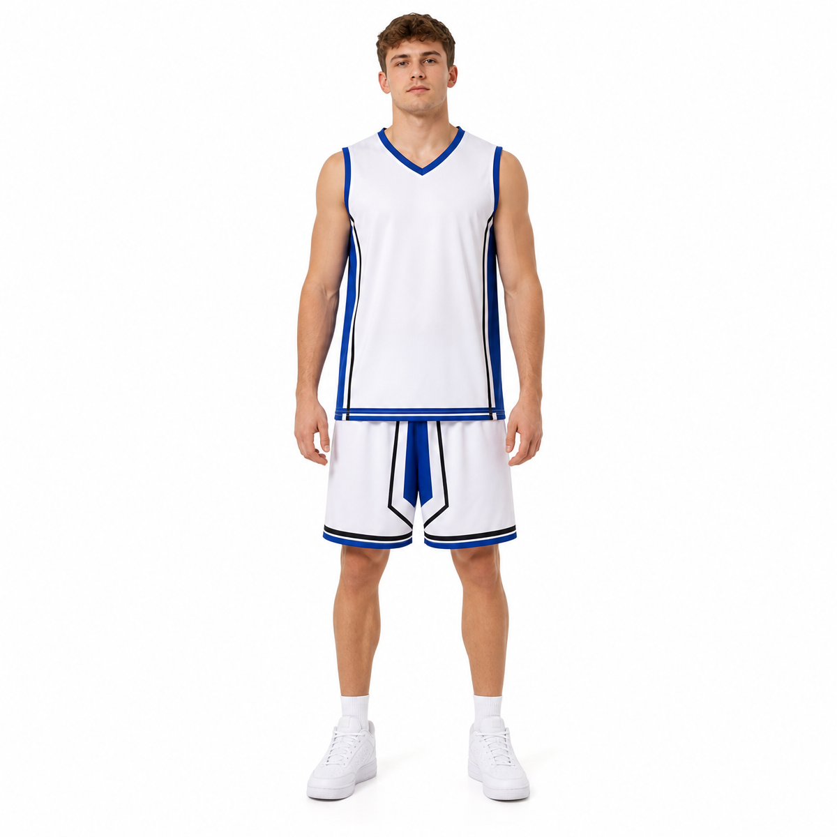 Oem 3 Color Men's and Women's 100% Polyester Fiber V Neck Basketball Uniform Set Basketball Jacquard Fabric Summer Version