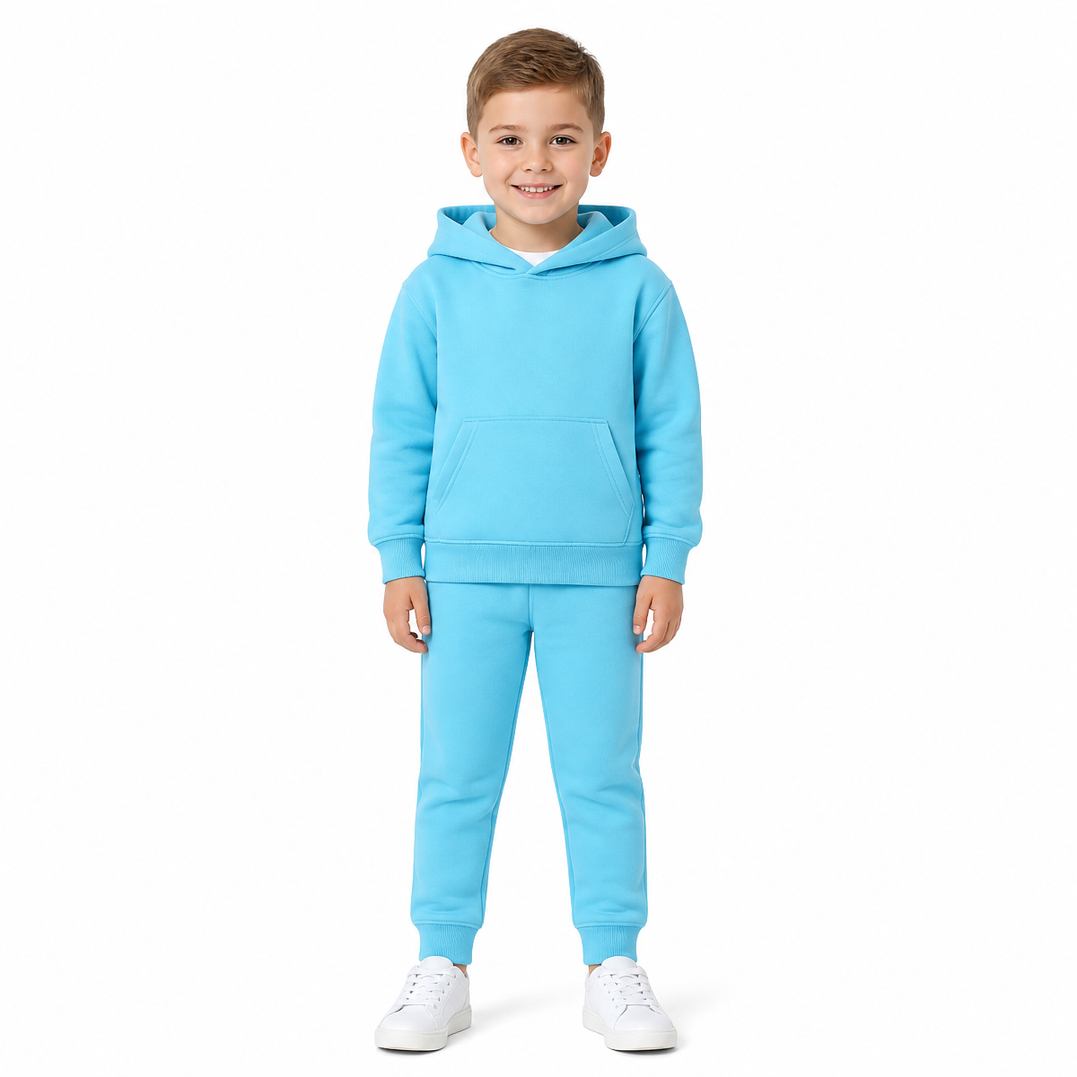 8 Color Fleece Children's Clothing Small Medium and Large Sizes Boys and Girls Hooded Fleece Sports Outfit with Vest Set Suit