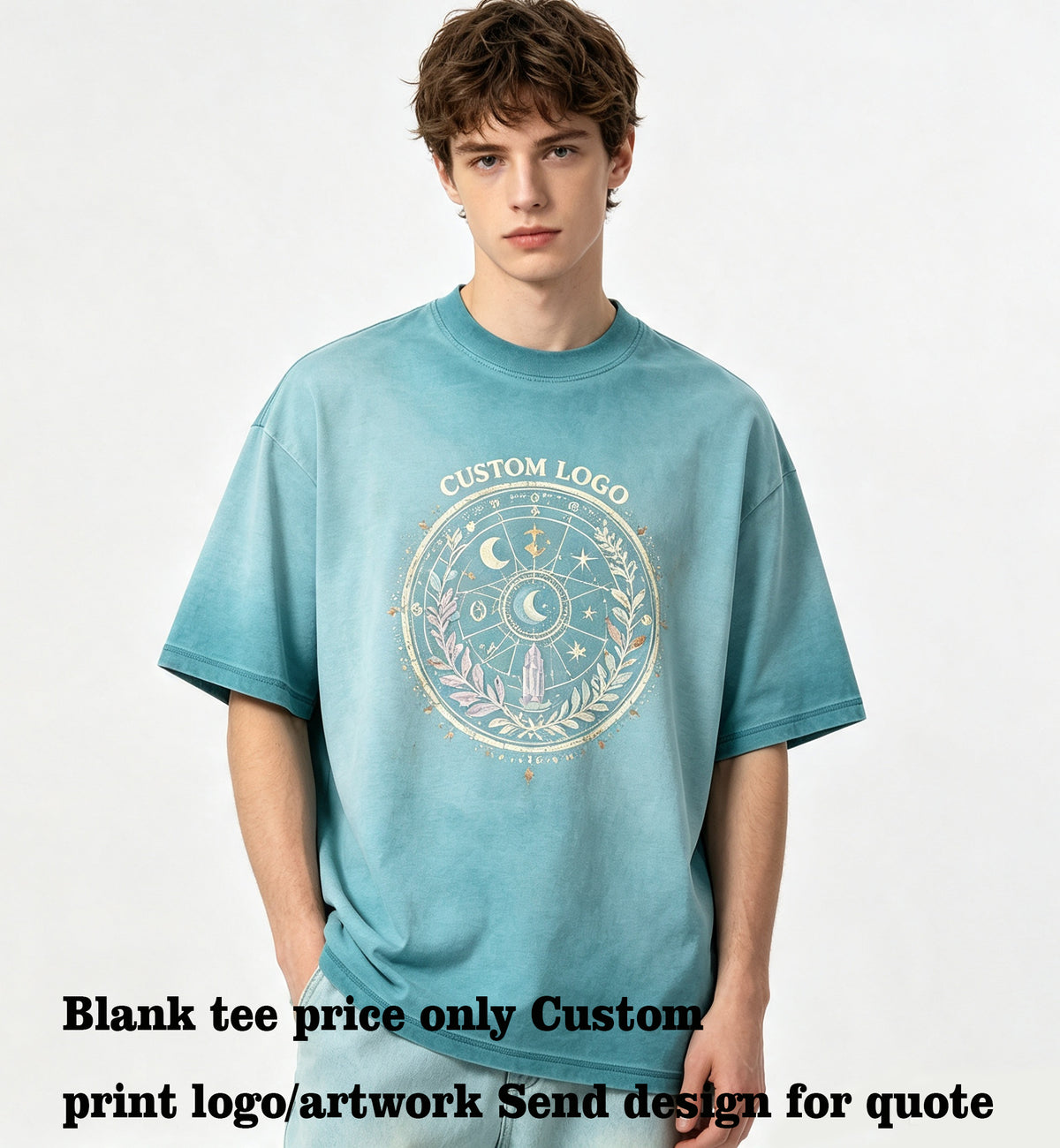 Oem Wholesale Loose Fitting Cotton Casual Brand T-shirt Dyed and Washed Vintage Dropped shoulder T-shirt American Style