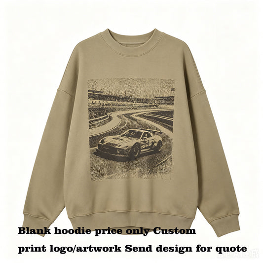 Hoodie Wholesale 4 Color Oversized Dropped Shoulder Crewneck Sweatshirt American Vintage Style Mensweatshirts High Quality