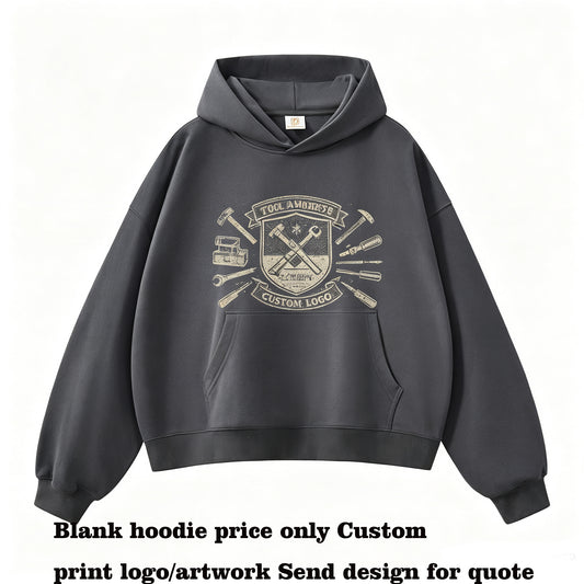 Customized Fashion Hoodies From a Trendy Brand Boxy Style Short Sleeve Fleece Hoodie with 420G Thick Fleece and a Hooded Design
