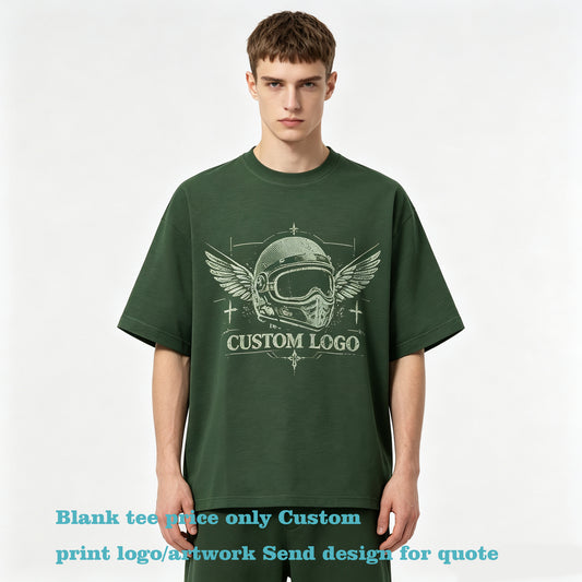 American Style Customize Your Own Exclusive Design Corduroy Cotton Cooling Cotton T Shirt Solid Color Round Neck Summer Version