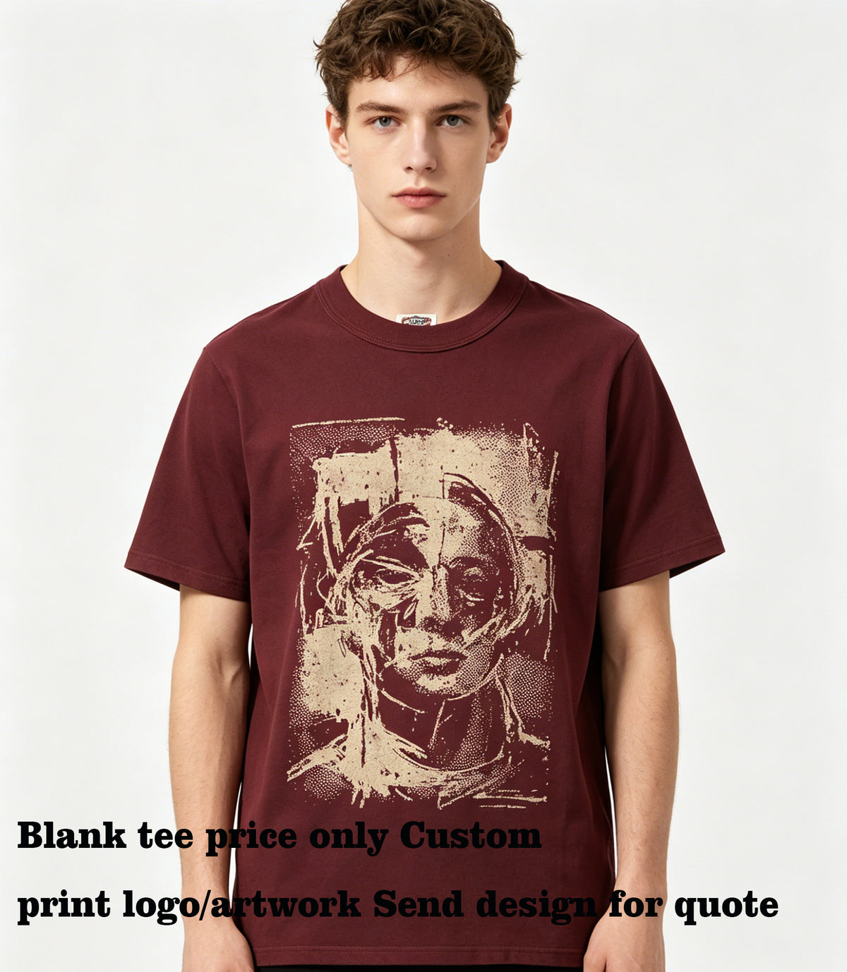 Customized Heavyweight T Shirt Short Sleeve 100% Cotton Solid Color Round Neck American Retro Men's and Women's Base Layer Shirt
