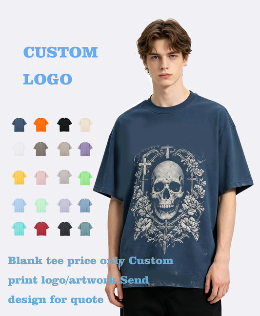 Tshirt Manufacturer Plain Tshirts for Printing  Solid Color Loose Sleeved Short Sleeved T-shirt Heavyweight American Style