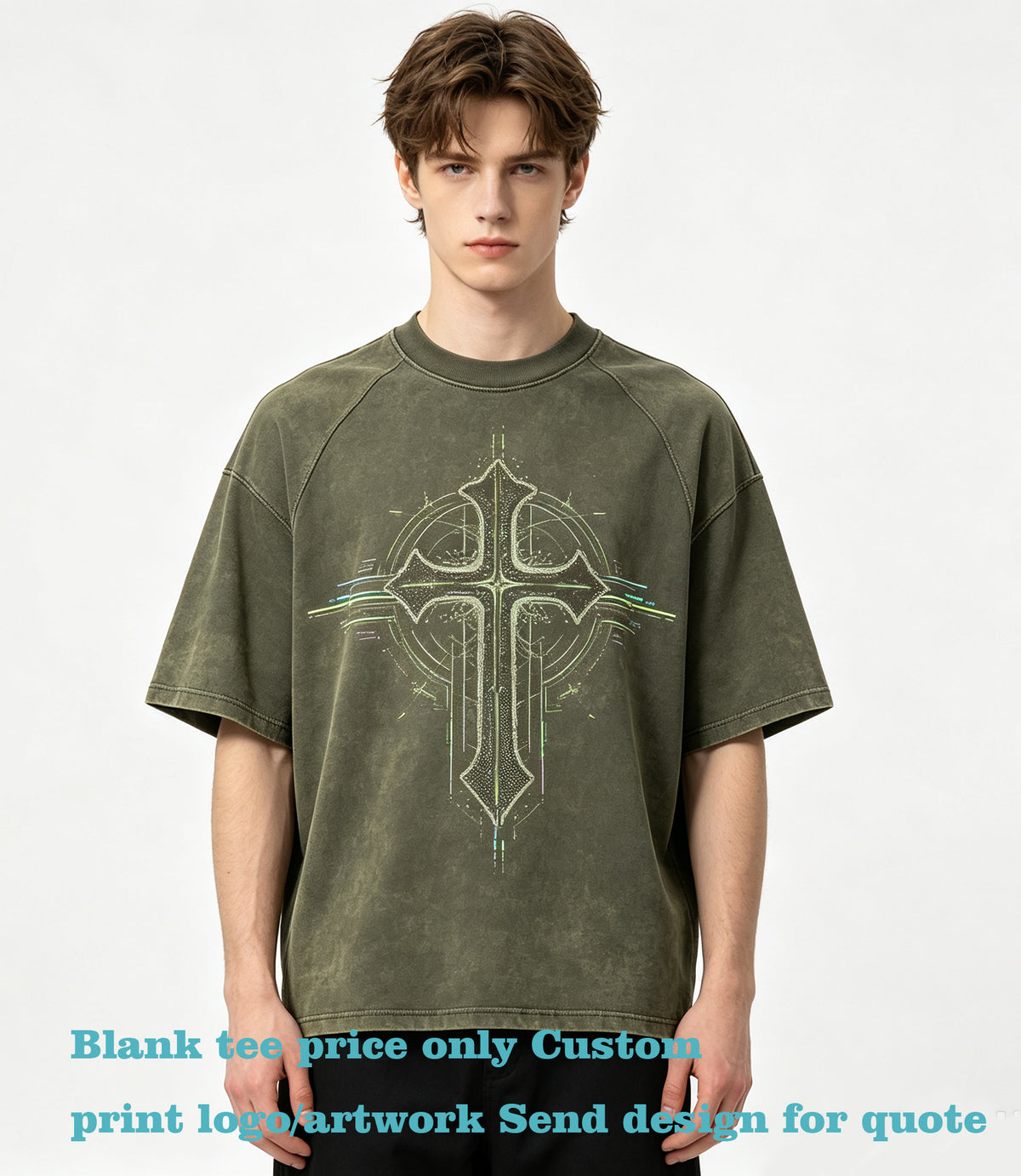Summer Version Men's T-shirts Waffle Wash Distressed Boxy Short and Wide Style Customize Your Own Exclusive Design High Quality