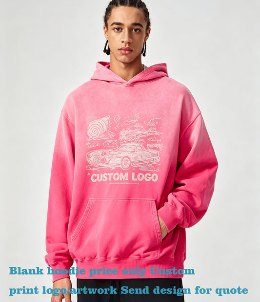 Oem Men's Hoodies 420g 100% Cotton Hoodies Gradual Dyeing Water Washed Heavyweight Hoodie with a Hood Fall and Winter Style