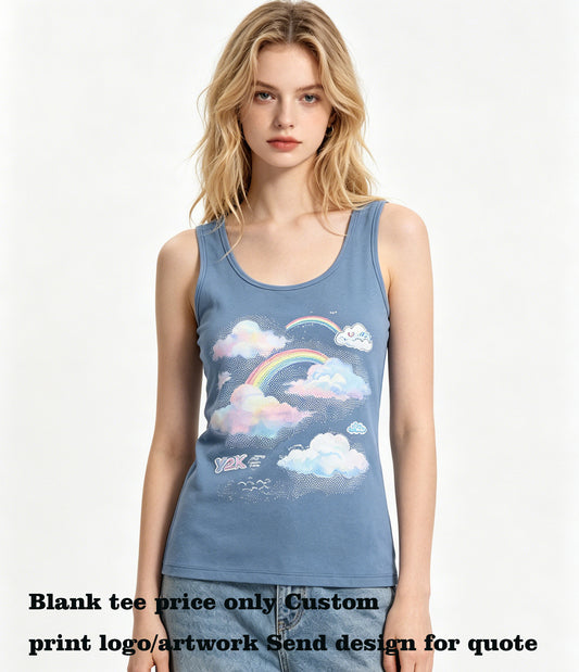 American Style You Can Choose to Customize with Your Favorite Patterns 9 Color Women's V-neck Sleeveless Top Personalized
