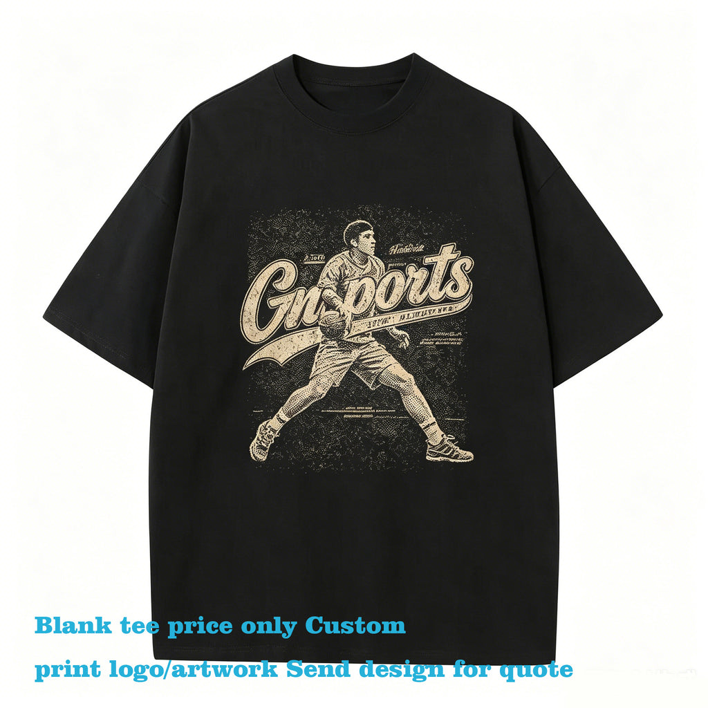 Customized Choose Your Favorite Pattern 230g Pure Cotton Heavyweight Drop Shoulder Short Sleeved T Shirt in 7 Colors Quality