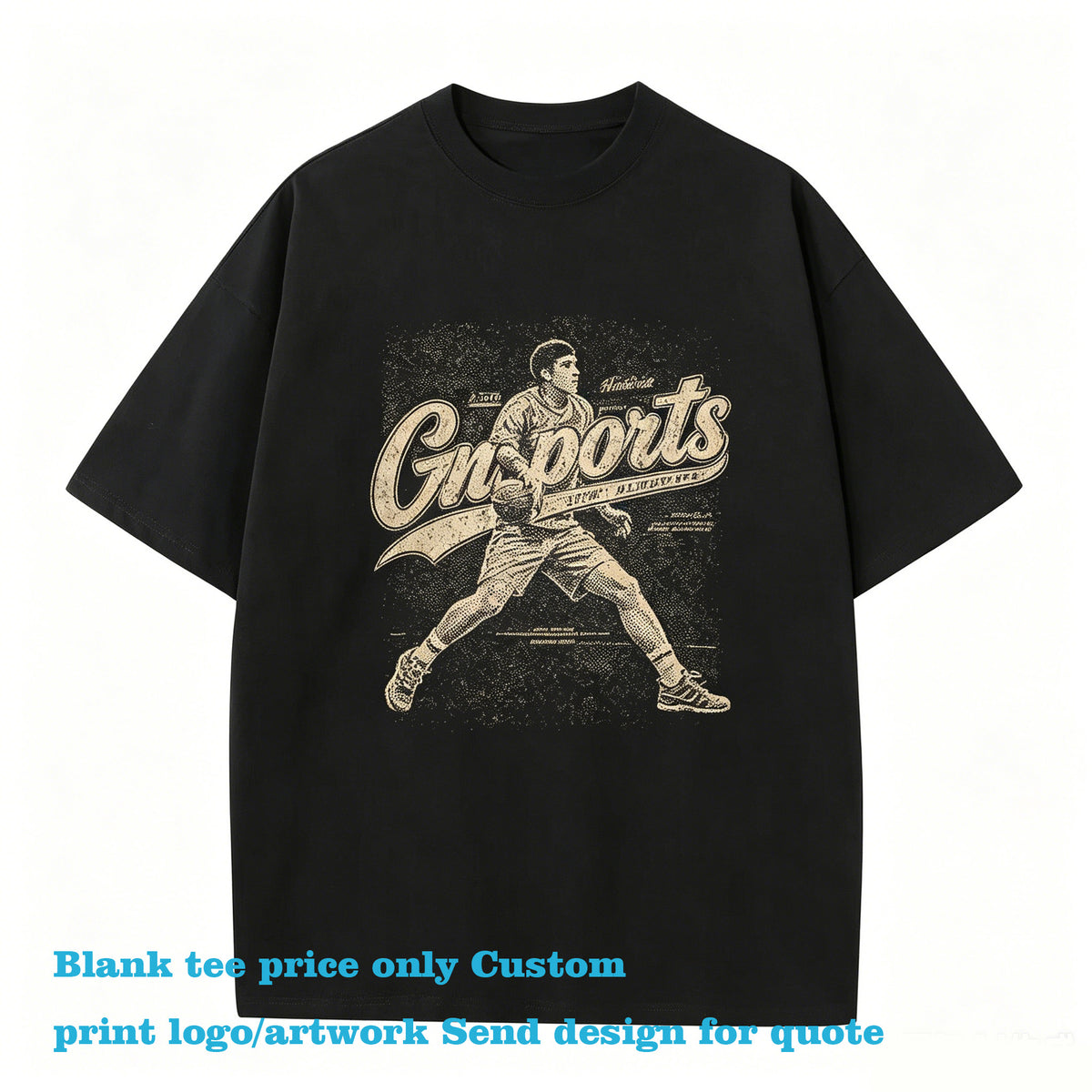 Customized Choose Your Favorite Pattern 230g Pure Cotton Heavyweight Drop Shoulder Short Sleeved T Shirt in 7 Colors Quality