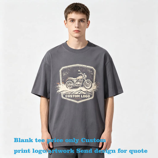 Customized T Shirts Round Neck with Dropped Shoulders Boxy Style Plain Color Loose Fitting Short Sleeved T Shirt Unisex
