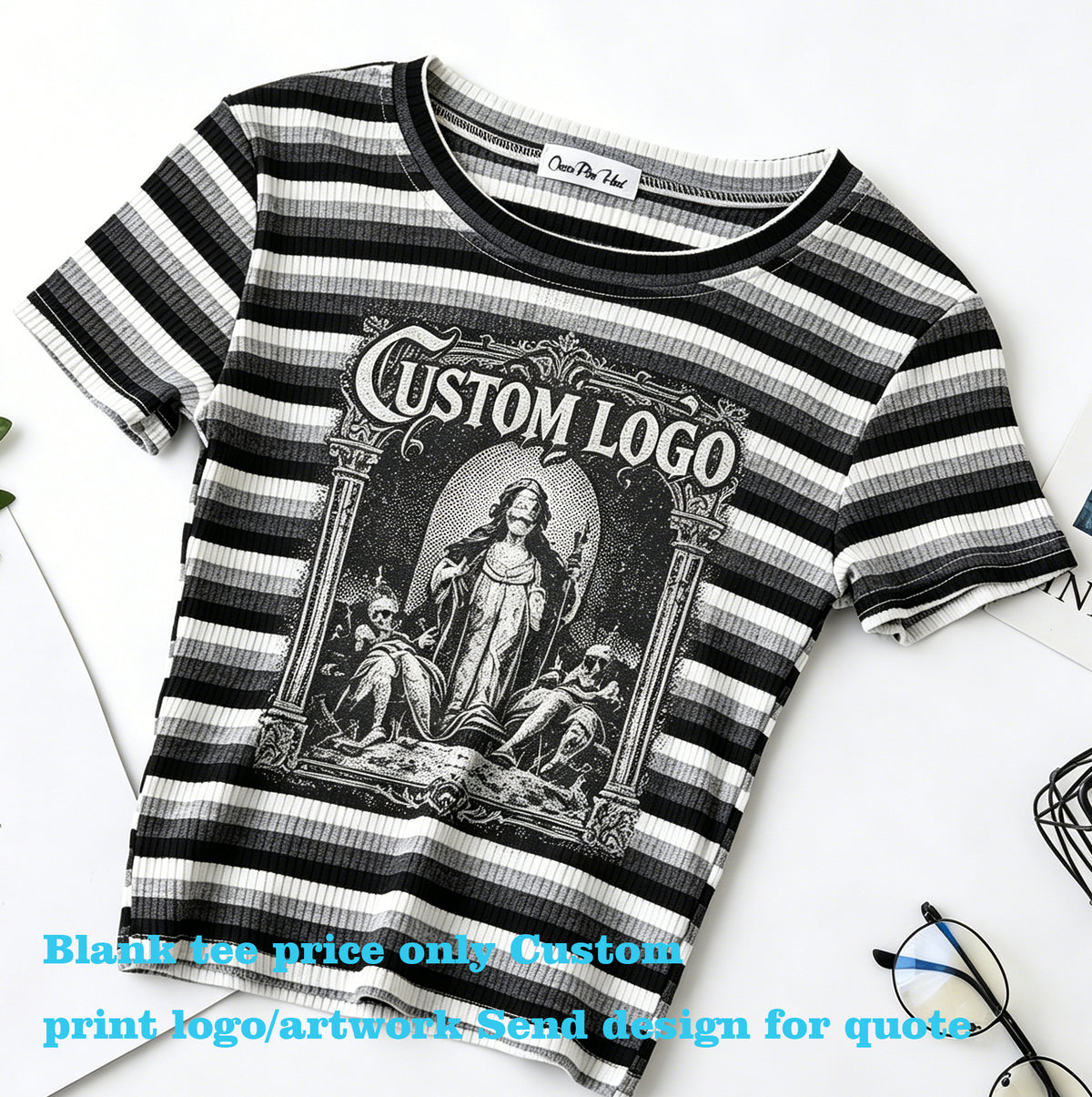 Oem Customizable Love logo Blanks American Dark Style Crop Top Tshirt Puff Print Drop Shoulder Style Summer Casual Fashion