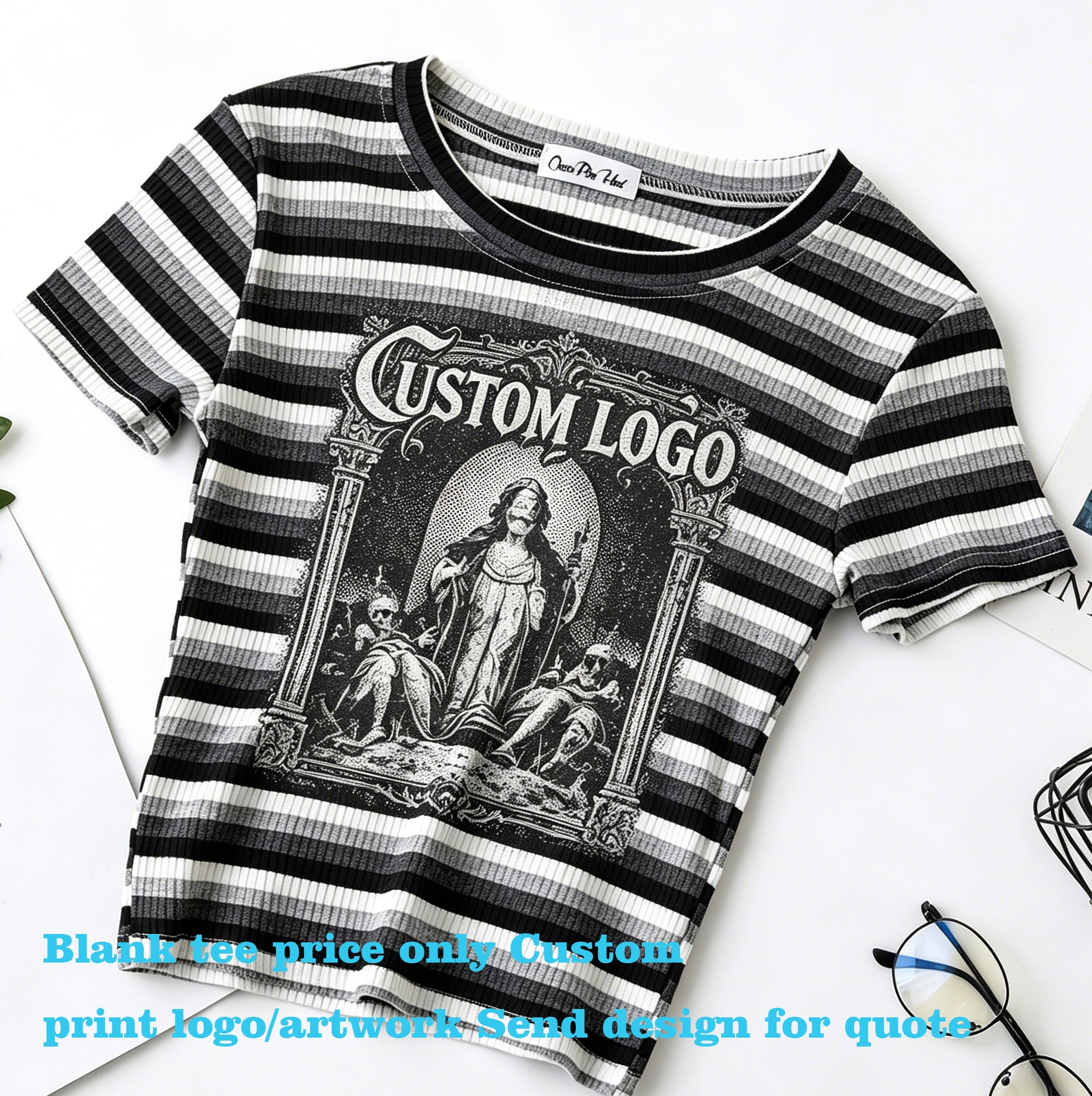 Oem Customizable Love logo Blanks American Dark Style Crop Top Tshirt Puff Print Drop Shoulder Style Summer Casual Fashion