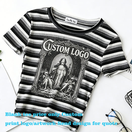 Oem Customizable Love logo Blanks American Dark Style Crop Top Tshirt Puff Print Drop Shoulder Style Summer Casual Fashion