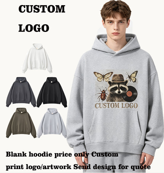 Men's Hoodies Wholesale Custom logo Down Jacket with Hood 500g Weight Hooded Pullover for Men Brushed Fabric American Style