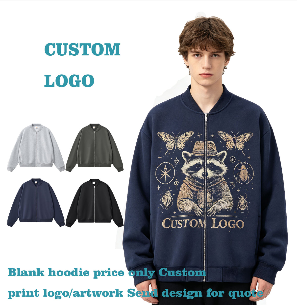OEM Brand Customized Hoodies Baseball Jersey with Zipper Jacket and Fleece Pullover Multiple Processes to Choose From Winter