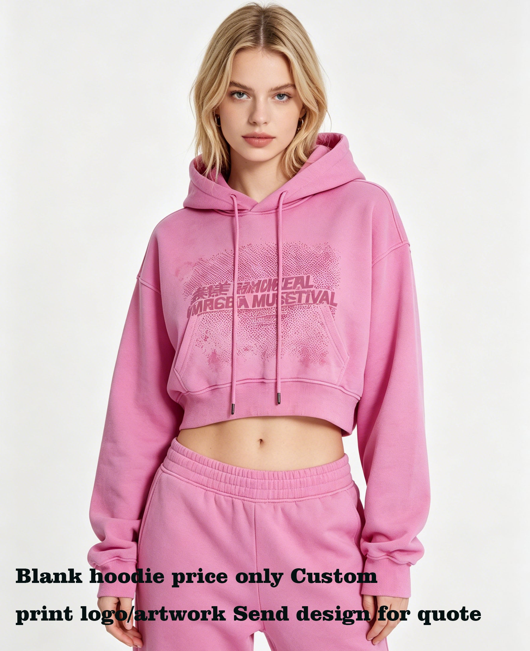 Wholesale Hoodies 12 Color Fleece Hooded Women's Short Sleeve Crop Top in Solid Color High Quality Plain Hoodies for Printing