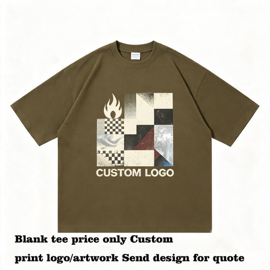 Tshirt Custom logo Boxy Style High Street Patchwork Short Sleeve Shirt Plain Oversized Tshir Tmen Tshirts High Quality Unisex