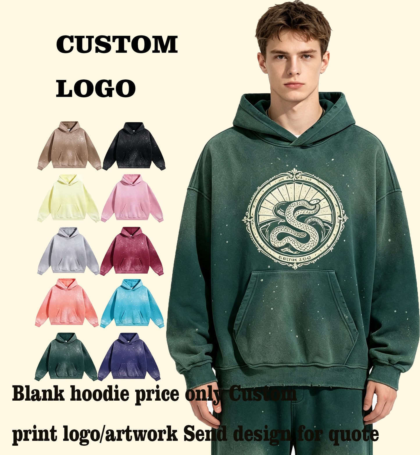 Hoodies Simples Wash Out Ink Dyeing Water Washing Fading Edge Grinding Hooded Fleece Lined Hoodie Plain Hoodies for Printinga