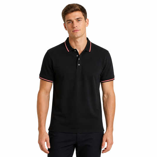 Can Wholesale Customized 7 Color Ice Particle Sandwiched Colored Strip Collar Multic Olor simples Short Sleeved POLO Shirt