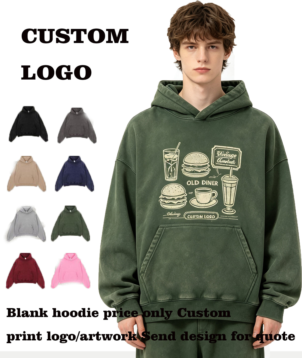 Fashion High Quality Men's Hoodies Boxy Style Padded Fleece Pullover with Frayed and Distressed Hooded Sweater Design Winter