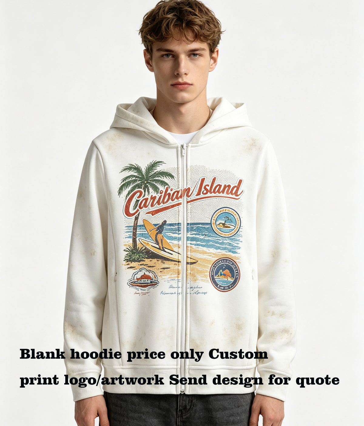 Customized Hoodies Triple Color Zipper Hooded Sweatshirt Puff Printing Hoodie Suitable for Both Autumn and Winter Seasons