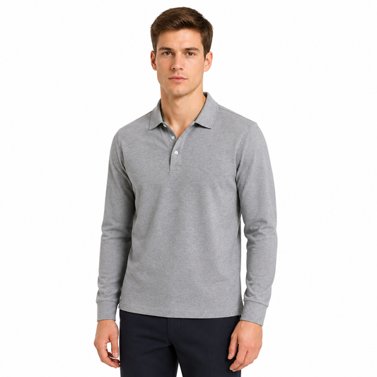 Spring Collection Polo Shirt 6 Color Solid Colored Long Sleeved Polo Shirt Multiple Processes to Choose From American Style