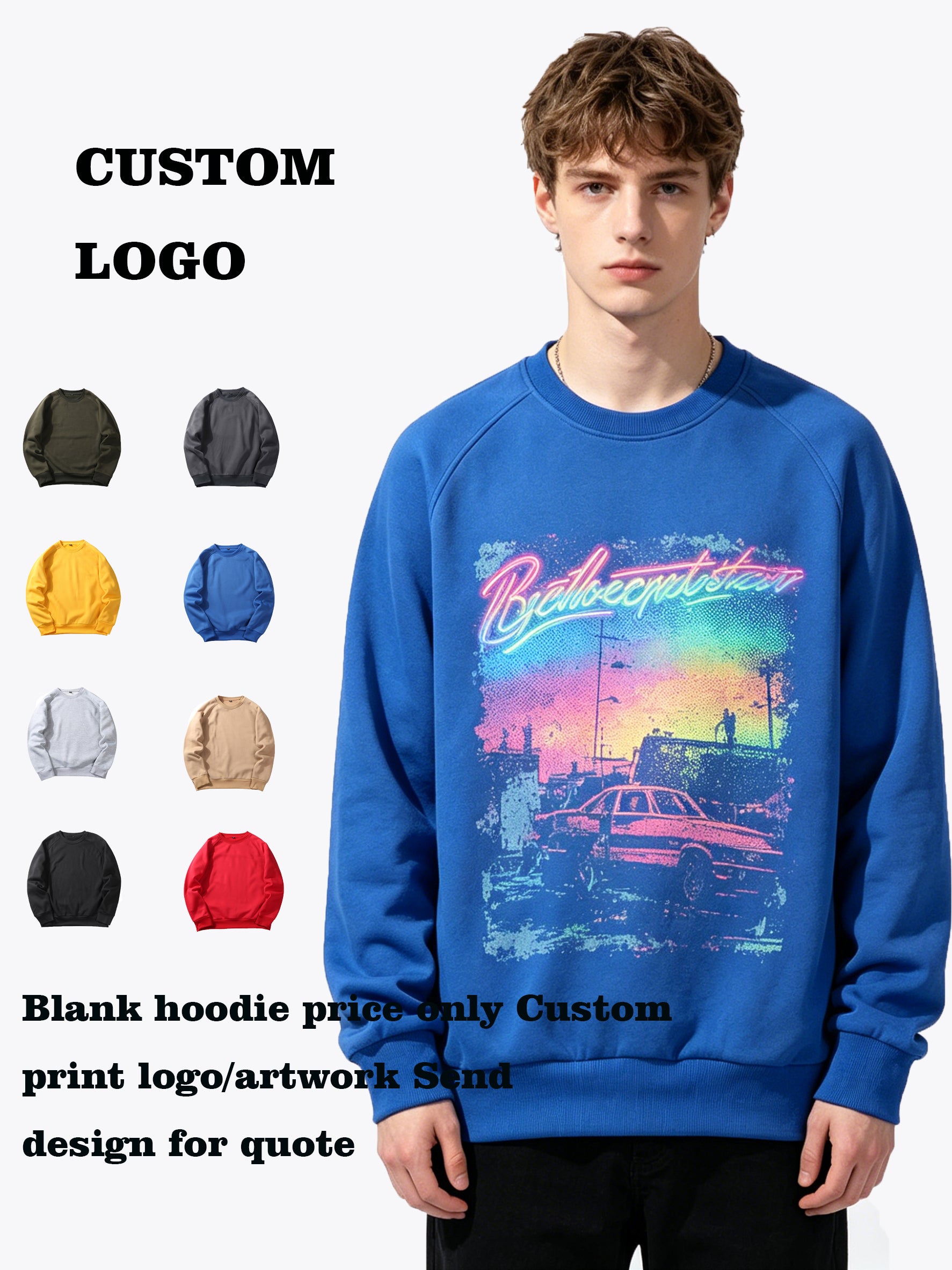 Hoodies Manufacturer Slightly Shoulder-sleeved Fleece Pullover with a Round Neckline and a Loose Fit Design Unisex Style