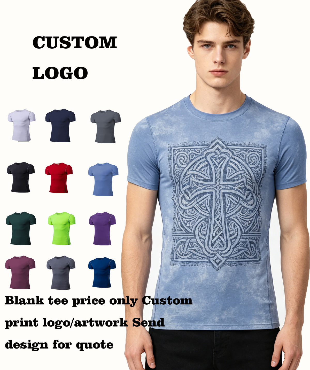 Customized 12 Color Men's Tight Training Fitness Clothes Running Short Sleeved Sports Shirts Elastic Quick Drying T Shirts
