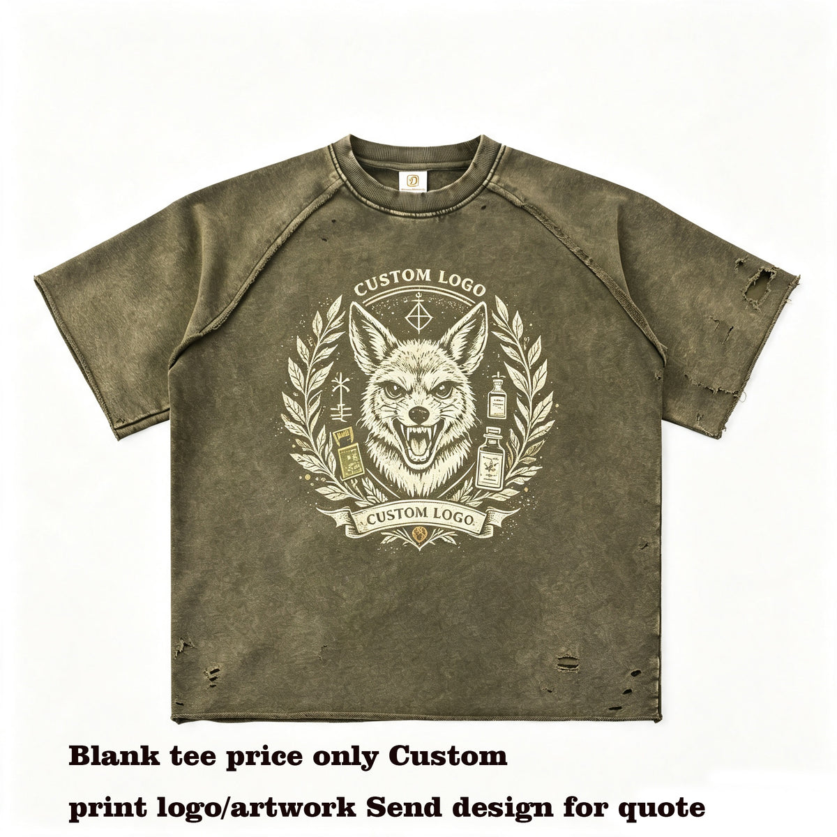 Summer Version Casual Plugin Joined Batik Fringed Wide Hem Heavyweight Pure Cotton Drawstring T Shirt Plain Tshirts for Printing