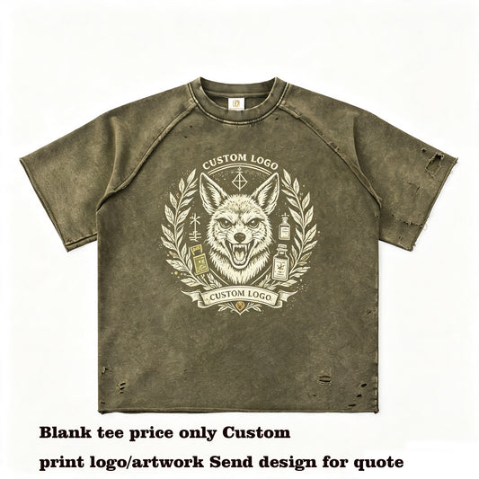 Summer Version Casual Plugin Joined Batik Fringed Wide Hem Heavyweight Pure Cotton Drawstring T Shirt Plain Tshirts for Printing