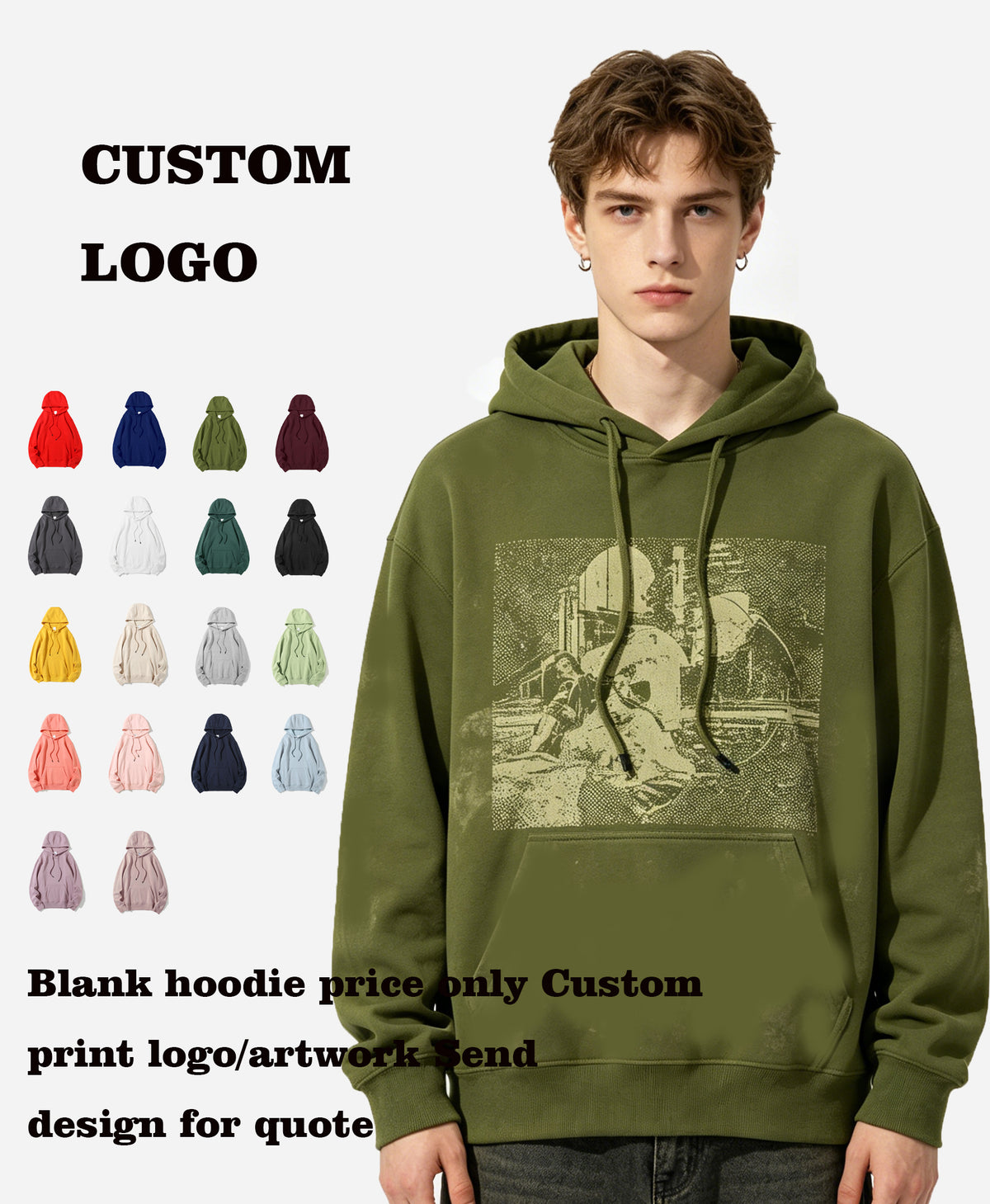 Custom Oversized Hoodies  for Men Cropped High Quality Wholesale Personalized American Style Design Blank Streetwear Hoodies