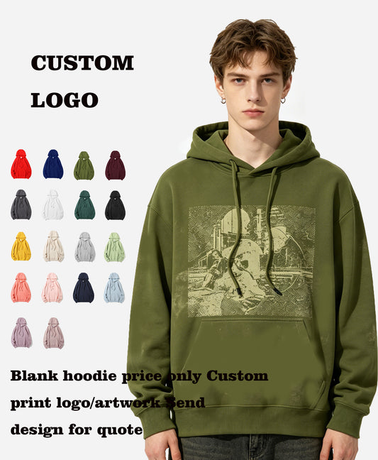 Custom Oversized Hoodies  for Men Cropped High Quality Wholesale Personalized American Style Design Blank Streetwear Hoodies
