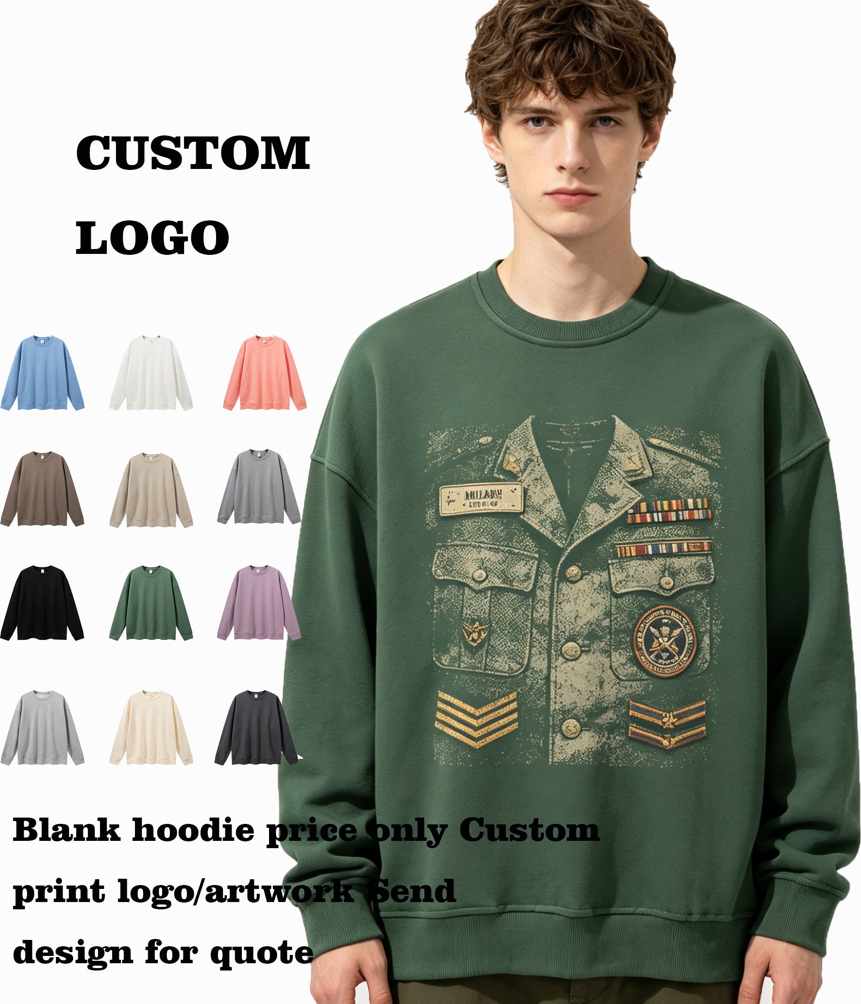 7 Color Oversized Fuzzy Pullover Hoodie Plain for Printing 100 Cotton Blanc Custom Print Custom logo Plain Oversized Style