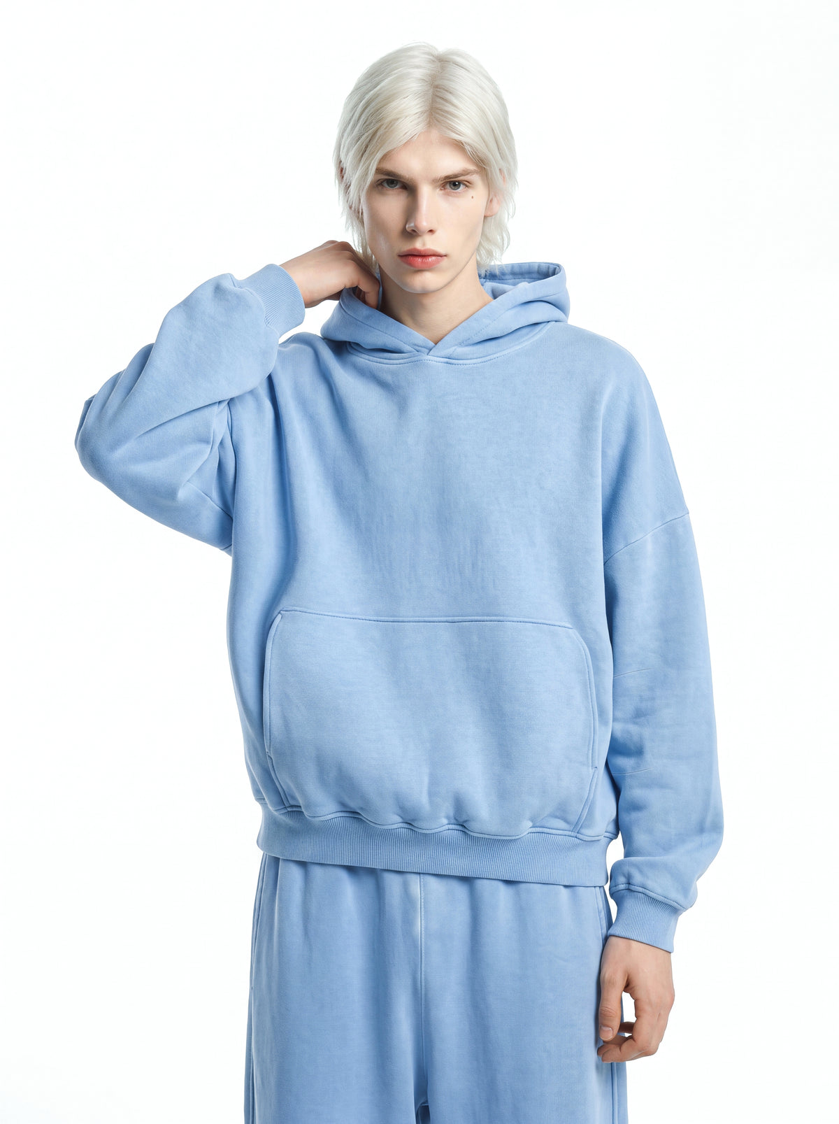 Blue Stripe Washed Cotton American Style Sweatshirt Pure Cotton BOXY Winter and Autumn Hoodie From a Trendy Brand Unisex