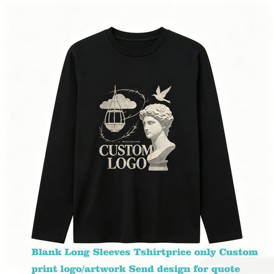 American Style Long Sleeved T Shirt Men's Base Layer Shirt Solid Color Basic Style Pure Cotton Round Neck Long Sleeved T Shirt