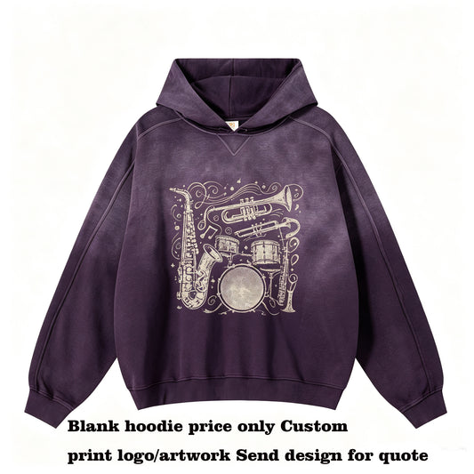 Plain Loose Fitting Cotton Casual Brand Hoodie Vintage shaped Hoodie with Dropped Shoulders Water Washed Gradient Hoodie Unisex