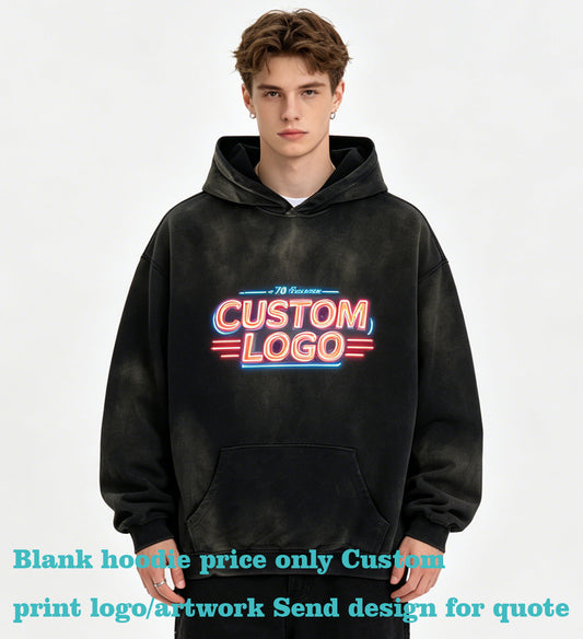 Available 6 Color Oversized Fuzzy Brush Hair Vintage Spray Horse Mane Washed Water Hoodless Hooded Sweatshirts 100 Cotton Blanc