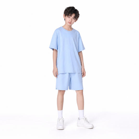 American Style 10 Color 100% Cotton Short Sleeved Short Pants Set Suit Can Design Patterns for You for Free Summer Version