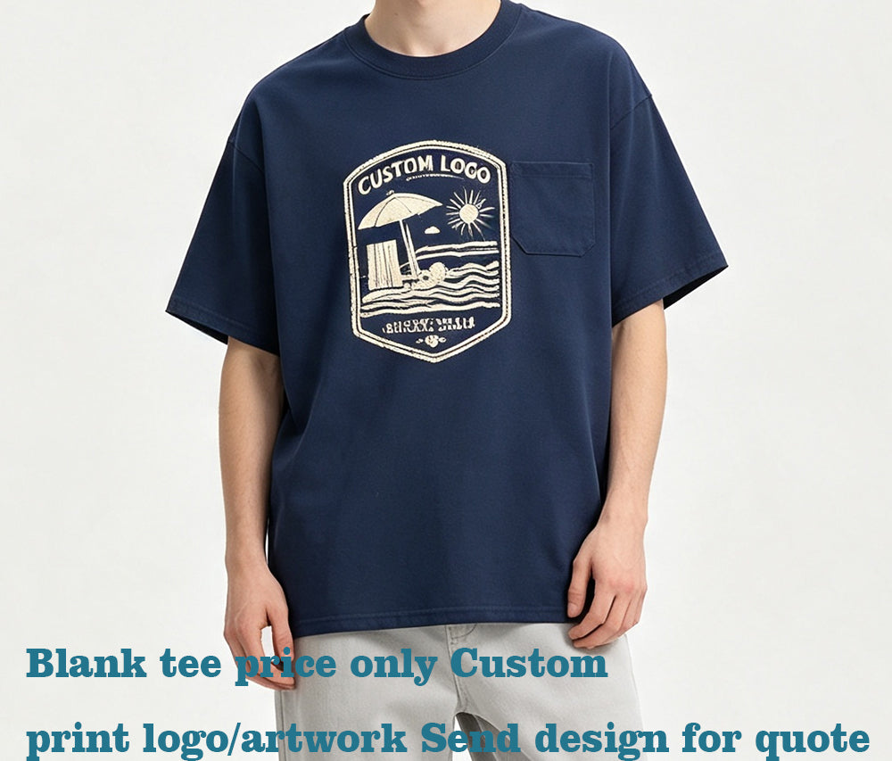 American Style Heavyduty 240g Cotton Short Sleeved Shirt with Pockets Men Tshirts High Quality T-shirt From a Trendy Brand